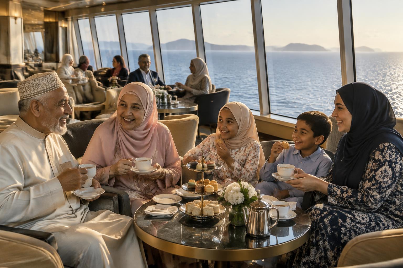 Golden Voyagers enjoying afternoon tea on deck